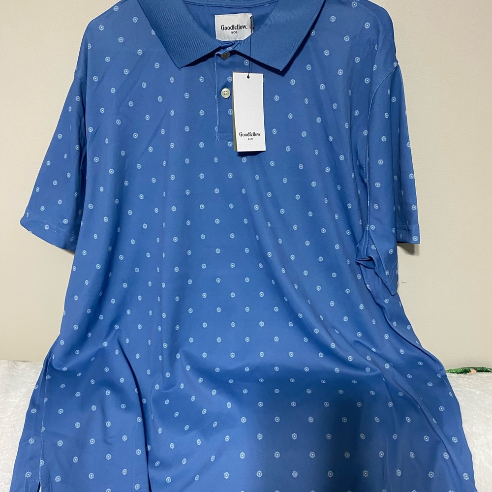 Goodfellow & Co Men's Sky Blue Polka Dot Polo